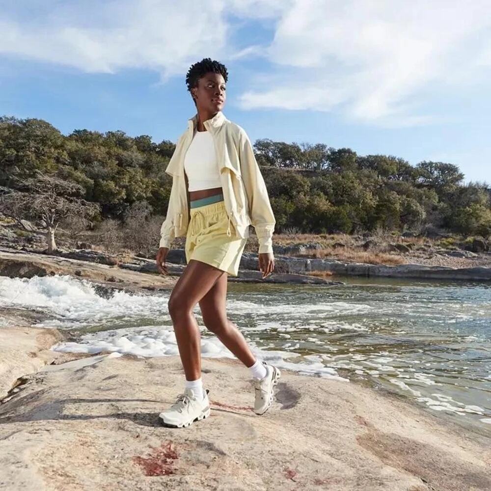 CALIA Light Yellow Green Hike Set Shorts and Hooded Zip-up Jacket
